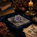 Amethyst Flower Halo Ring