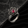 Ruby Lotus Flower Ring