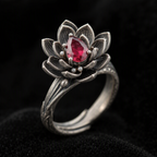Ruby Lotus Flower Ring