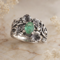 Emerald Floral Vine Ring
