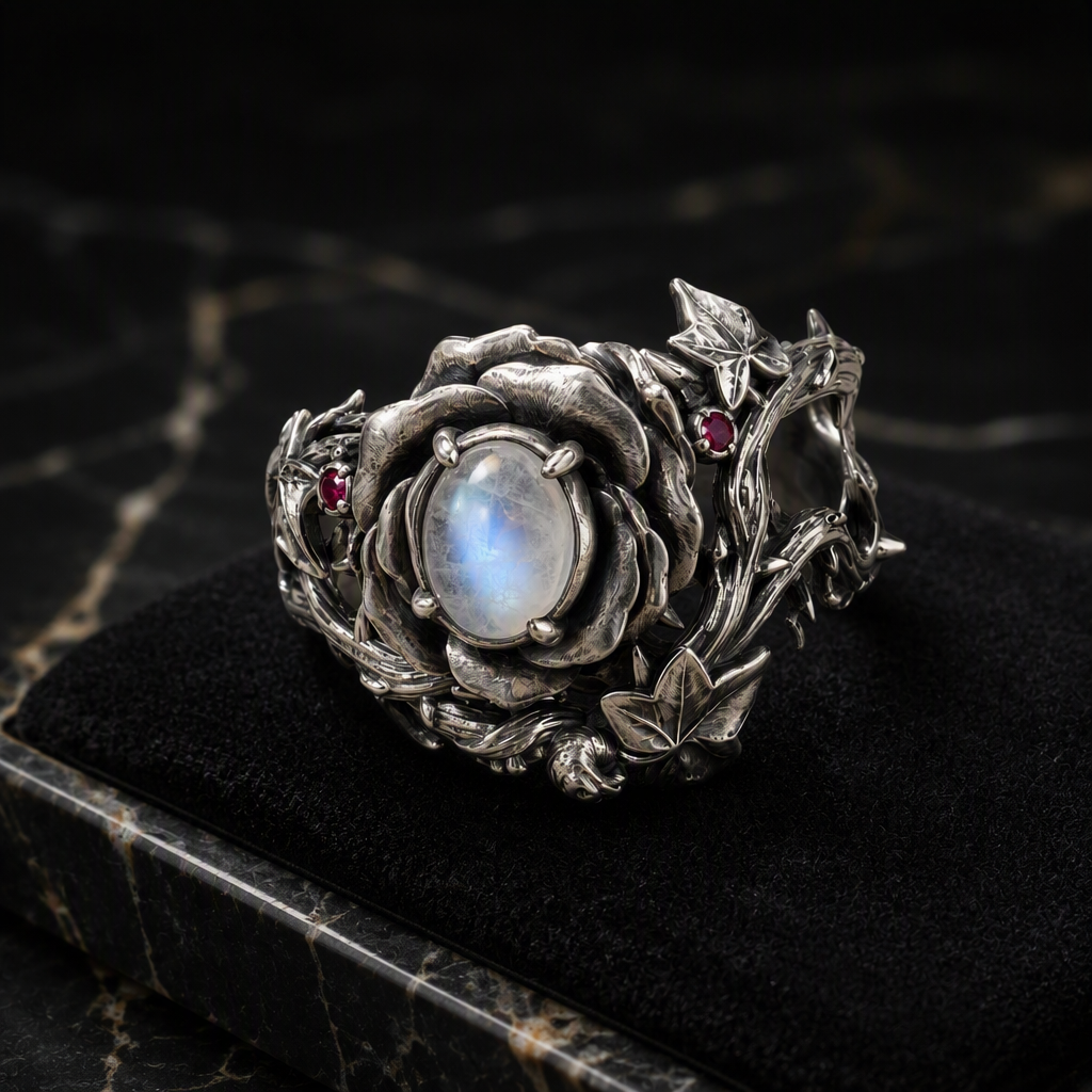 Moonstone Rose Crown Ring