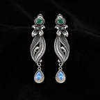 Moonstone Feather Earrings