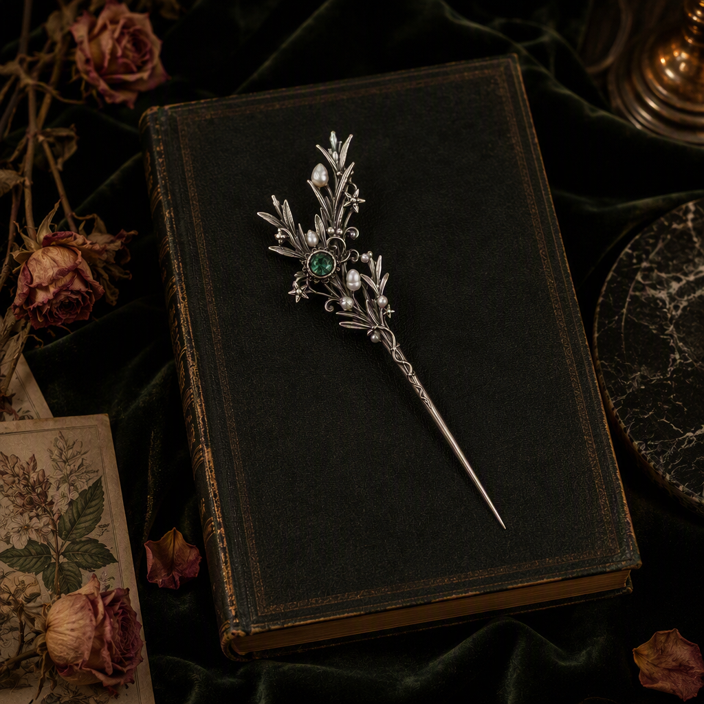 Emerald Pearl Hair Pin