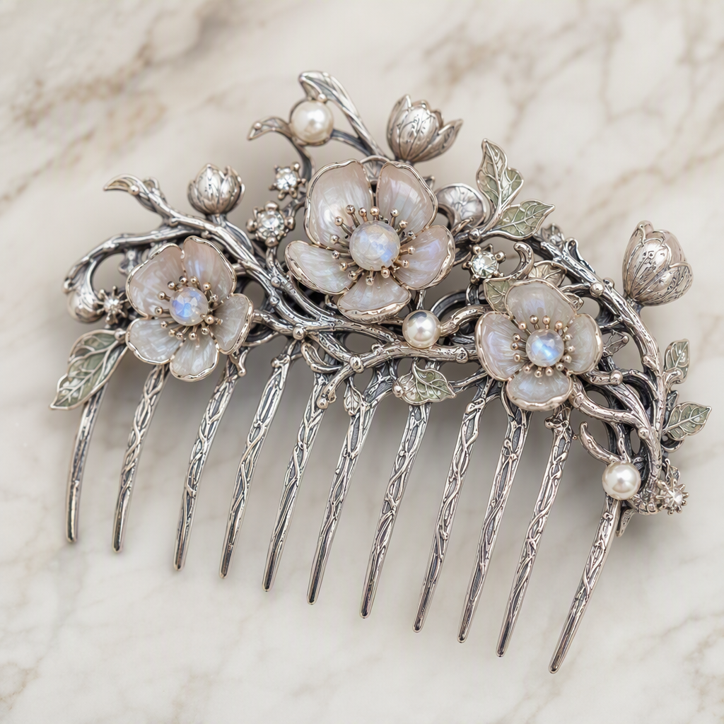 Moonstone Pearl Bridal Hair Comb