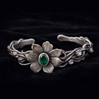 Emerald Flower Cuff Bracelet